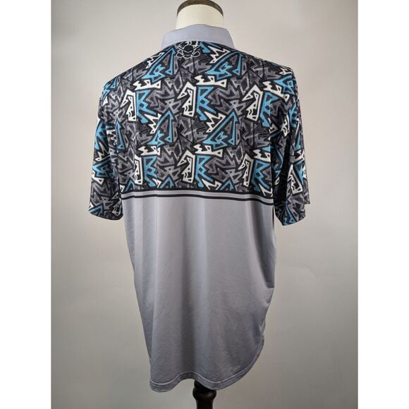 Tattoo Golf Men's L Polo Zone 18 Gray Blue Geometric Design Performance Active - Picture 6 of 11